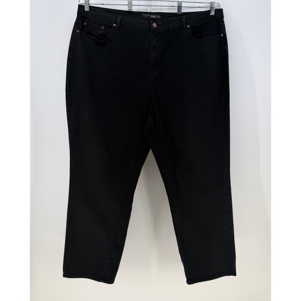 Venezia Jeans Women 22W Black High Rise Straight Leg Denim Plus Size Goth Casual